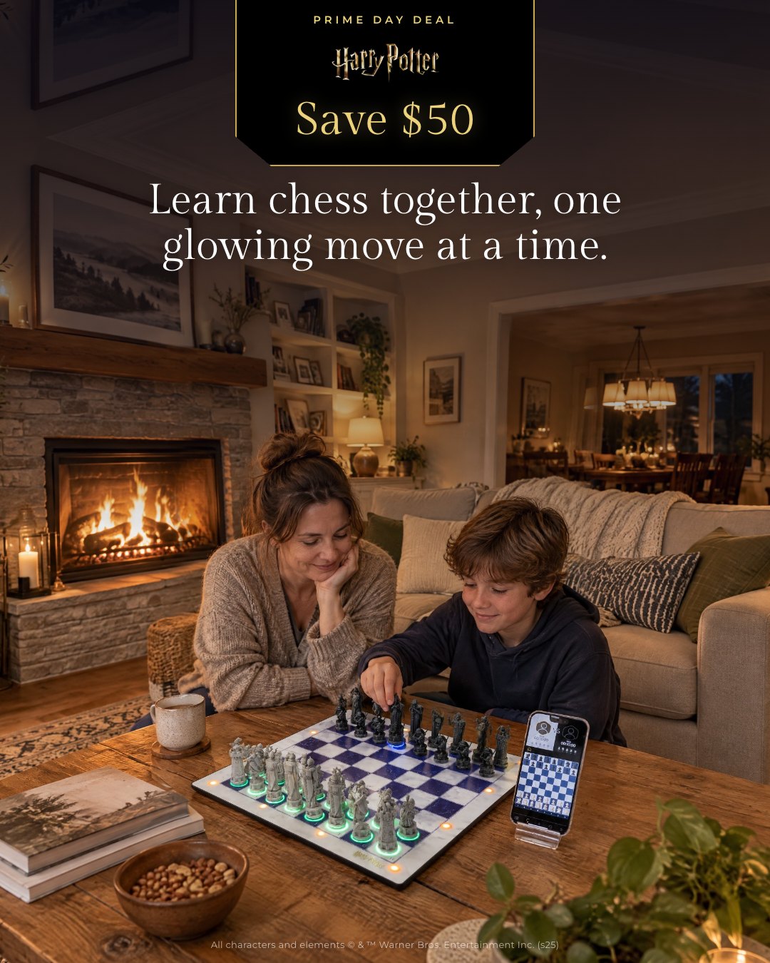Learn chess together, one glowing move at a time.
