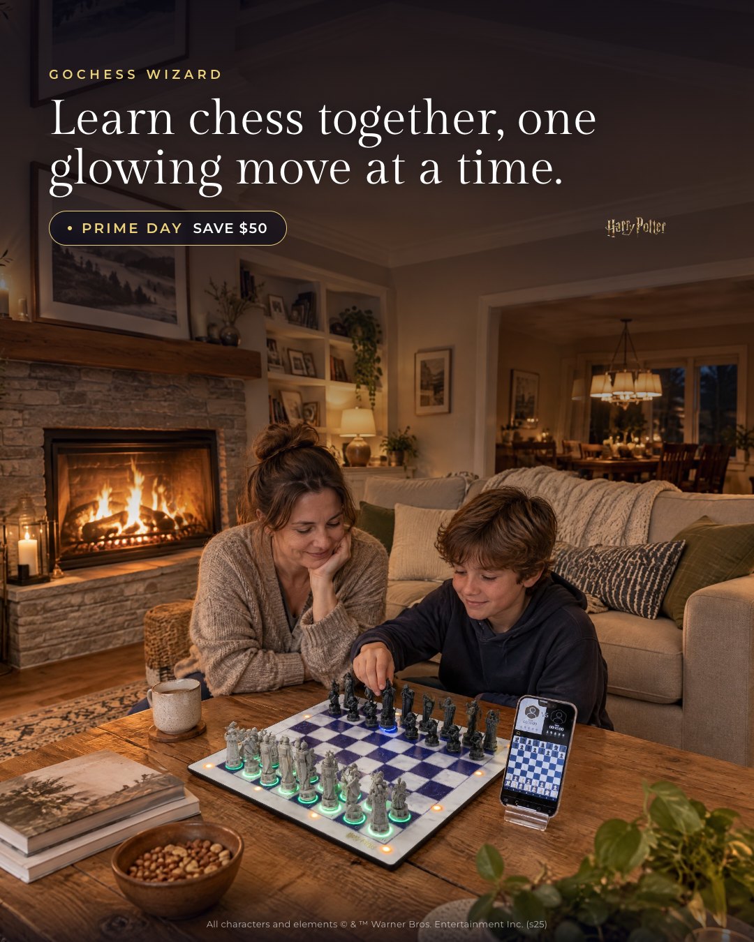 Learn chess together, one glowing move at a time.