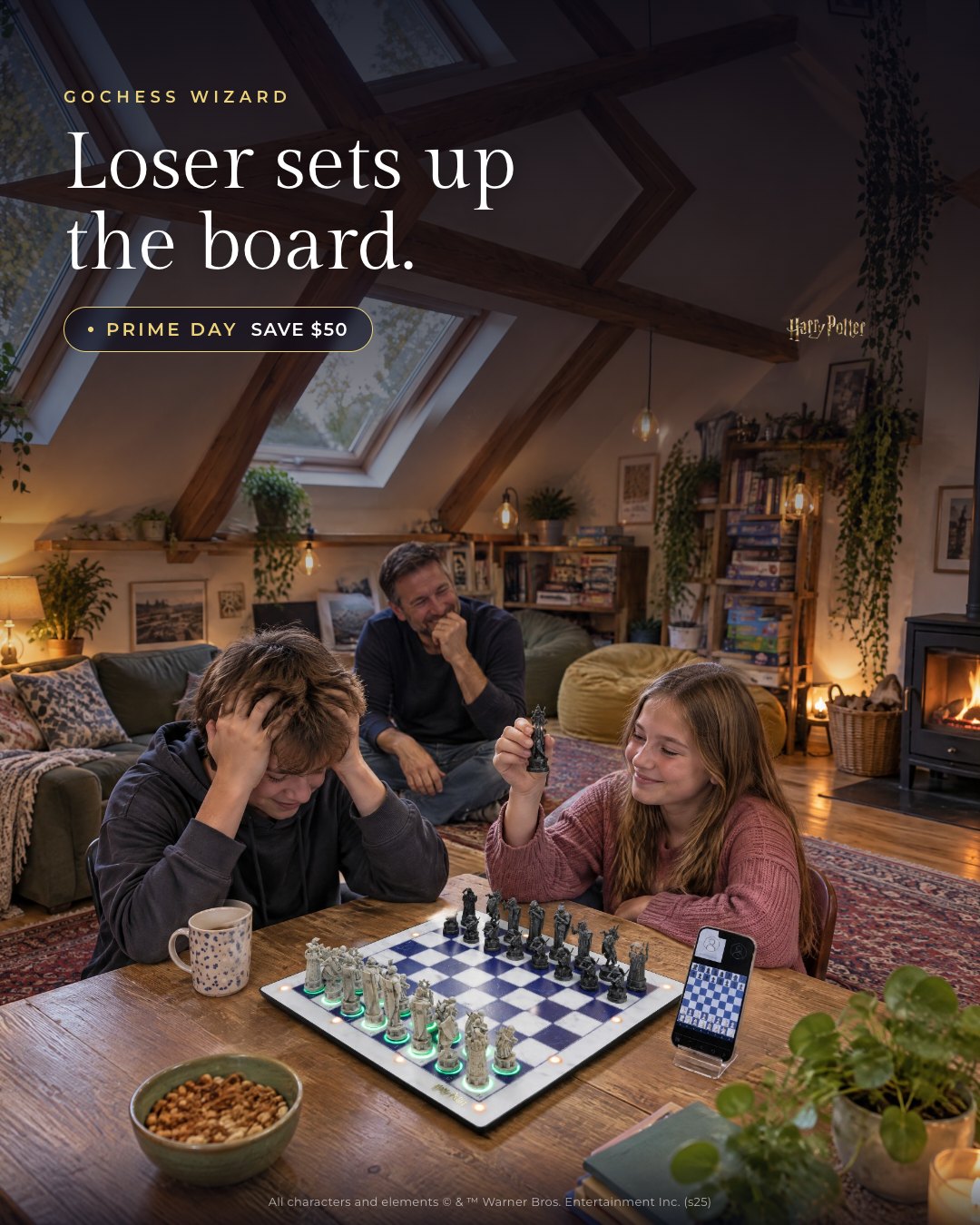 Loser sets up the board.