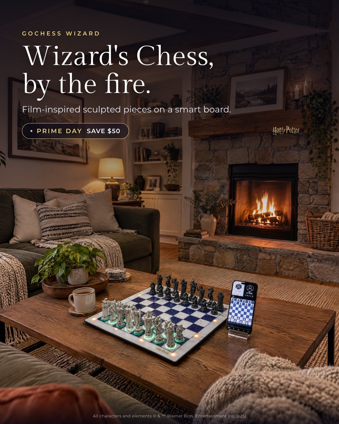 Wizard's Chess, by the fire.